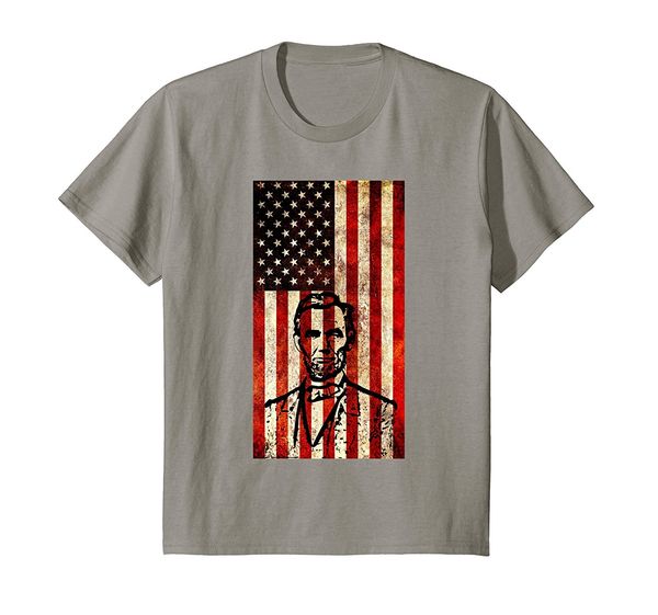 

2019 new summer cool tee shirt abraham lincoln t-shirt vintage usa flag cool distressed tee cotton t-shirt