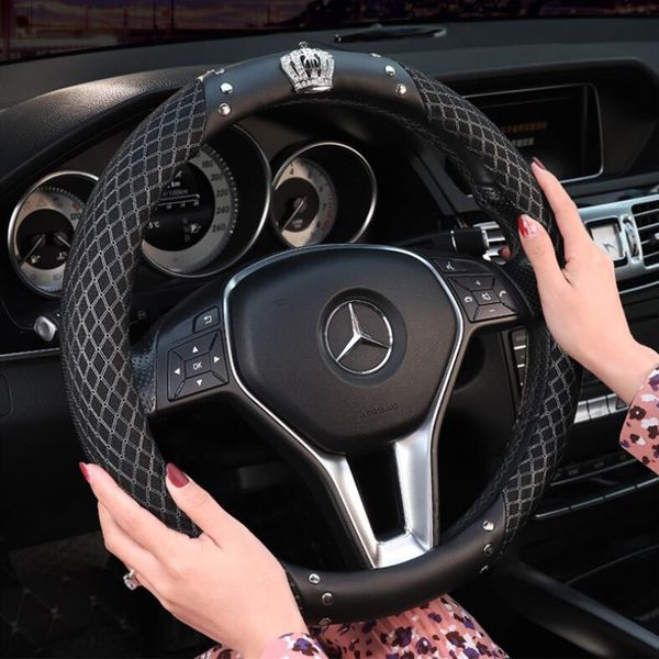 

new summer steering wheel cover crown breathable ice silk set korean cute universal car interior steering wheel cover