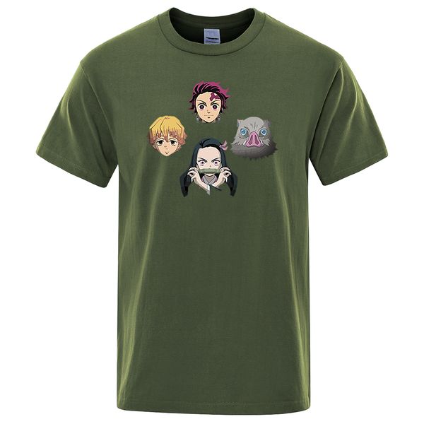 

demon slayer print t shirts for men fashion japanese anime short sleeve male casual loose hip hop street cotton t-shirts