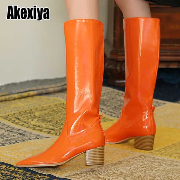 

2020 winter fashion women knee-high high heels boots black low heels boots soft leather square toe party shoes p188