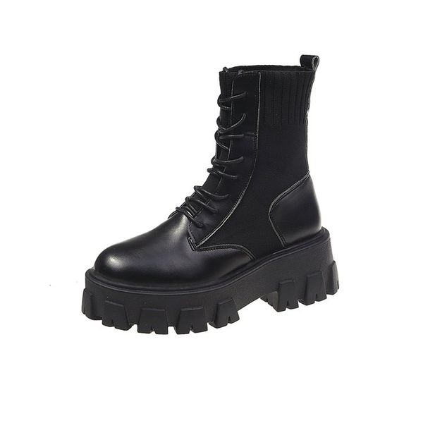 

Patent Leather Black High Platform Boots Women Fashion Martin Boots Women 2020 Non-slip Wear-resistant Sole Ankle Boots Ladies