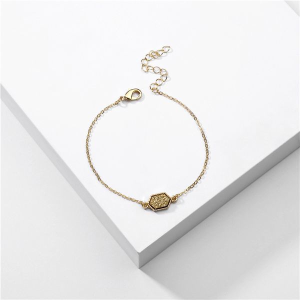 

2020 new est simple style women jewelry gold chain alloy resin charm bracelets, Golden;silver