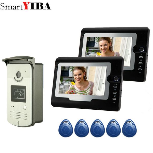 

video door phones smartyiba intercom 7''inch monitor wired doorbell phone system rfid access control camera kit