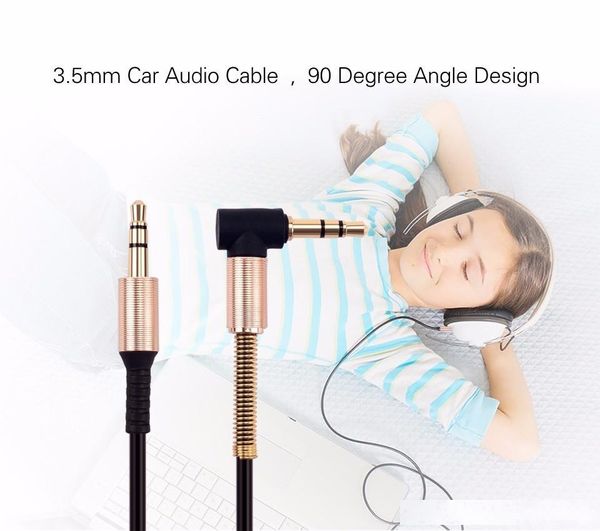 

2020 new audio cables aux cable 3.5mm male to male 90 degree right angle flat audio cable for car / pm4 pm3 / headphone aux cord