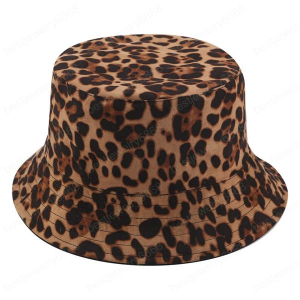 Cappello da pescatore estivo reversibile a due lati in pelle scamosciata leopardata da uomo e da donna, cappello da pesca all'aperto, da donna, per ragazze, moda Panama, cappello da sole Bob femminile