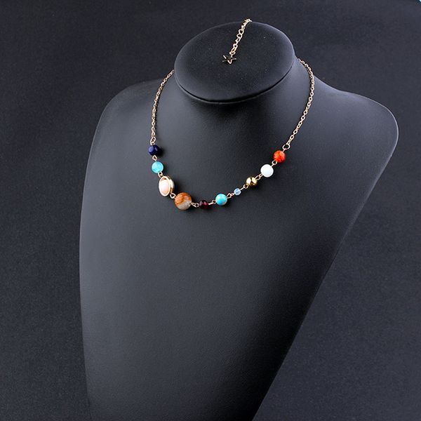 

pendant necklaces fashion alloy women's & pendants choker universe galaxy the eight planets solar system beads neckalce for women gift, Silver
