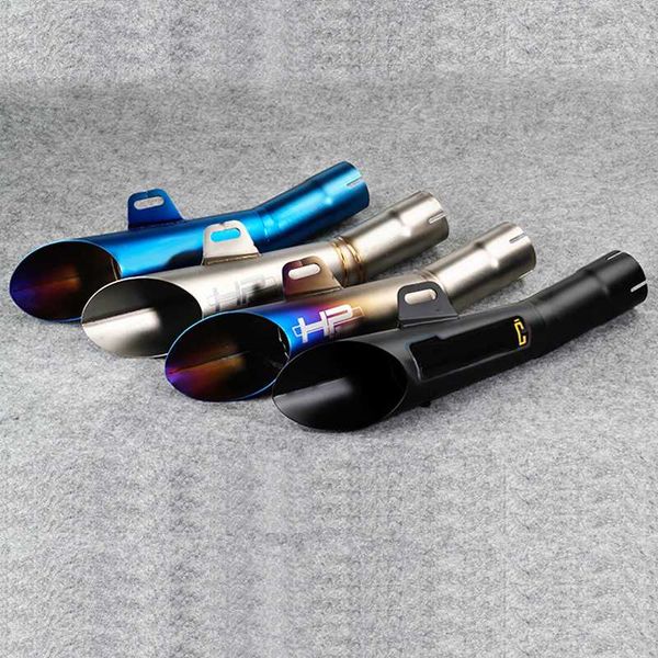 

52mm inlet slip on universal modified motorcycle exhaust pipe muffler escape gp for yzf-r6 r6 black blue titanium color