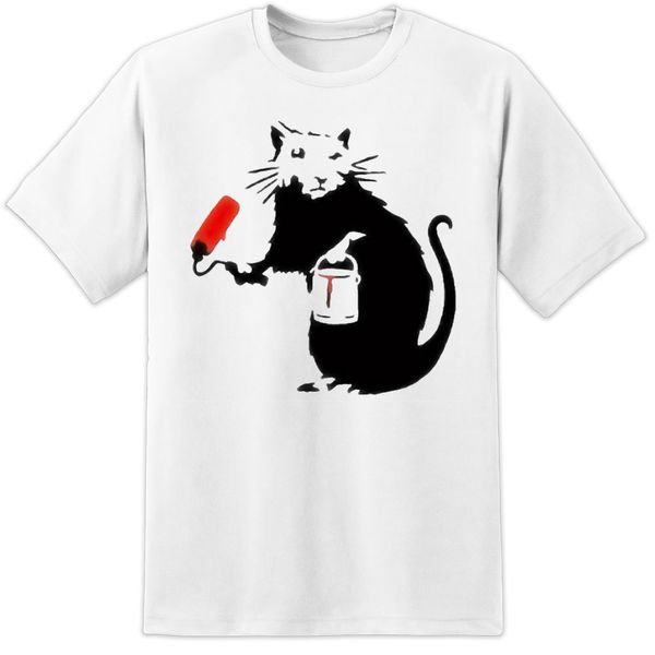 

banksy painting rat graffiti t shirt panda artist retro vintage clothing mens cartoon t shirt men new fashion tshirt