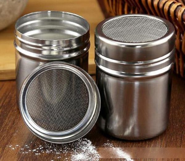 

new arrive stainless chocolate shaker cocoa flour icing sugar powder coffee sifter lid shaker kitchen cooking tools