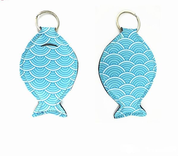

neoprene chapstick holder keychains big fish shape girls key rings creative mini lip gloss pouch bag party favor women gifts