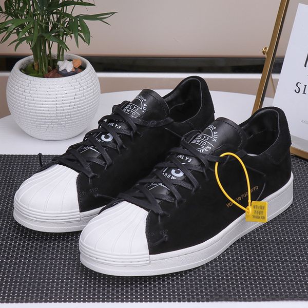 

new european station y3 fodsw men's shoes leather casual shoes breathable fashion lovers board women's fashion, Black