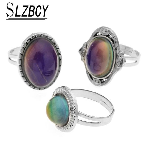 

slzbcy 3pcs/set women mood rings temperature change colorful color emotion feeling for party adjustable ring jewelry, Golden;silver