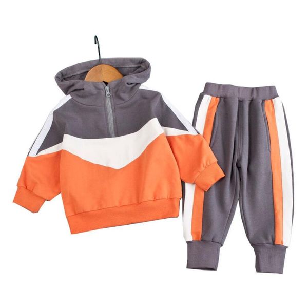 

baby boys clothing sets autumn winter patchwork sweater casual suit full sleeve jacket + pants 2 pcs children clothes boy suit, White
