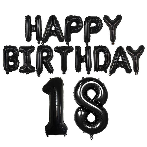 

party decoration 16 inch letters happy birthday foil balloons 18/20/30/40/50/60th number balloon supplies air