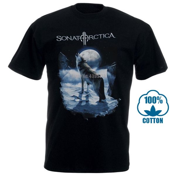 

sonata arctica mens t shirt howling moon wolf in the snow image