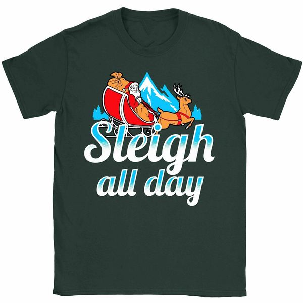 

sleigh all day santa & reindeer delivering presents mens t-shirt popular tee shirt