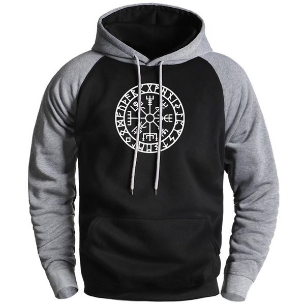 

viking compass fashion fleece mens sweatshirts 2020 winter gone to valhalla raglan hoodies sportswear male hoody, Black