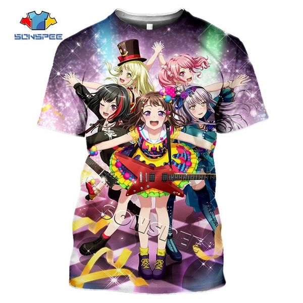 

anime cute girl bang dream 3d summer 3d print shirts horror funny graphic men clothing