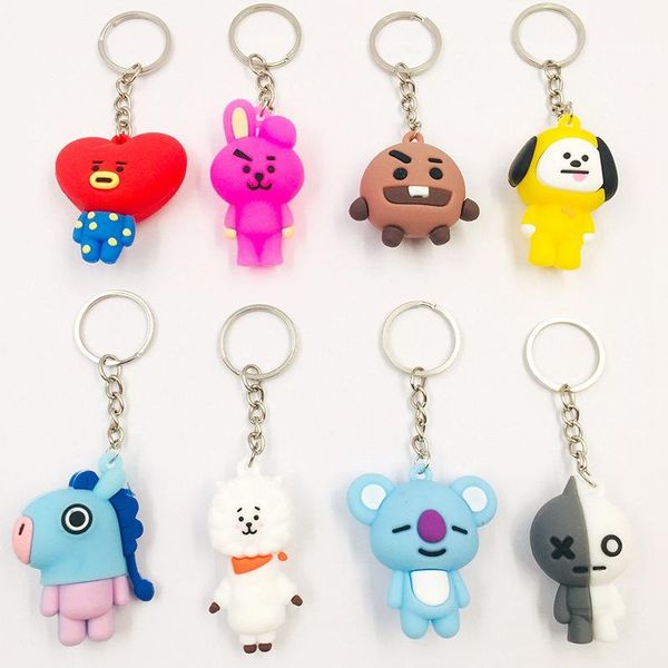 

10pcs/lot fashion jewelry girl women female cute doll car keychain creative diy accessories key chains bags pendant party gifts, Slivery;golden