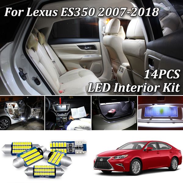 

14pcs no error white canbus for es 350 es350 led interior map dome light + license plate lamp kit (2007-2020