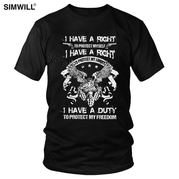 

men's summer tee i have a right to protect myself t shirt unique u.s.a eagle om t-shirt short sleeve cotton slogan