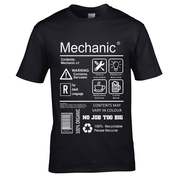 

смешные механики инструкции по уходу за пакетом mens t-shirt top машиностроитель 2019 новой мода печать o-образный вырез люди печати футболк