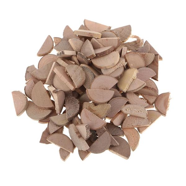 

party decoration 100pcs 15x2mm mini natural wood slices, slabs, rustic tree bark slice for country wedding decor, centerpiece, vase filler