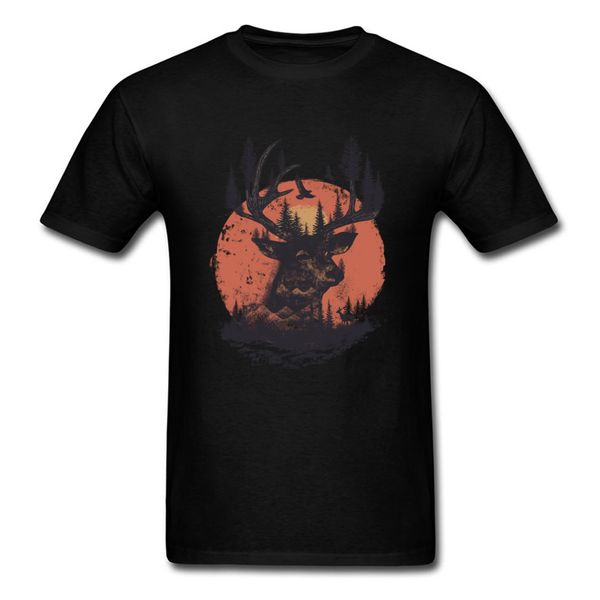 

old-growth forest nature elk deer t shirt men's casual brands clothing summer short sleeve full cotton streetwear