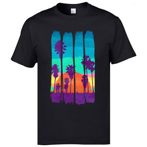 

holiday tshirts scenery vintage brush strokes miami beach summer sunset printed t-shirts popular cotton t shirts nice tees