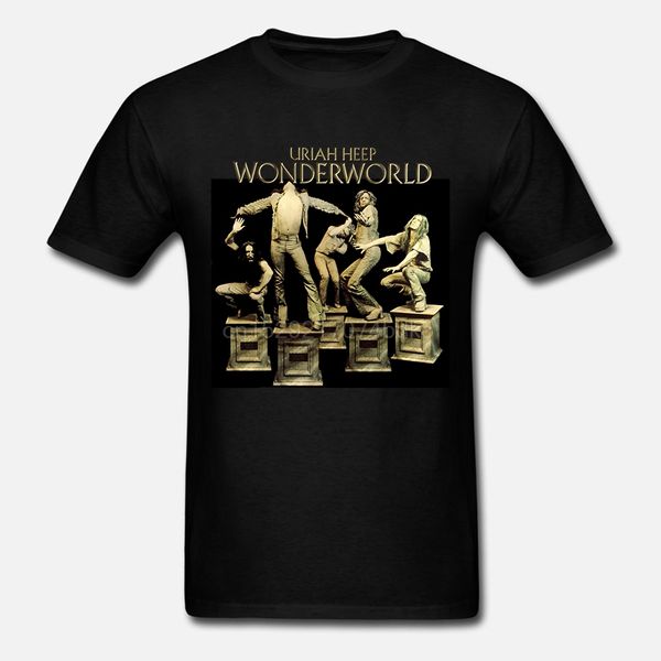 

new popular uriah heep wonderworld album men's black t-shirt size s-3xl