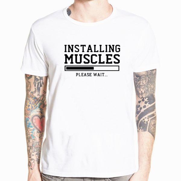 

2019 men's t-shirts summer printed installing muscles funny t-shirt fashion brand clothing crossfit t shirt men homme fitness