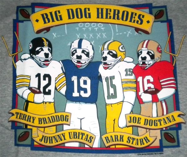 

big dogs t shirt football heroes xlarge gray terry braddog bark starr johnny u cartoon t shirt men new fashion tshirt
