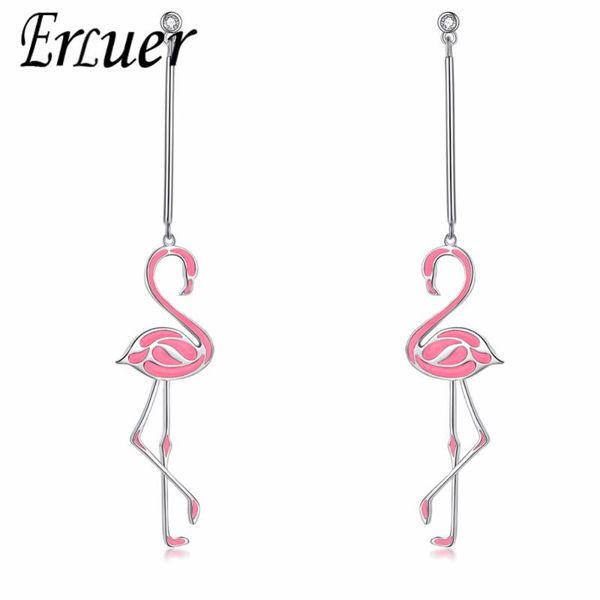 

dangle & chandelier erluer women's drop earring fashion charm enamel flamingos long pendant earrings wedding bridal party girls jewelry, Silver