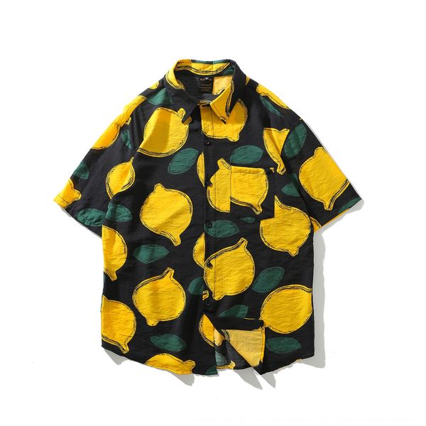 

korean ins summer beach short-sleeved flower men's and women'sshirt printed hawaiian beach shirt loose trend kc5kp, Blue