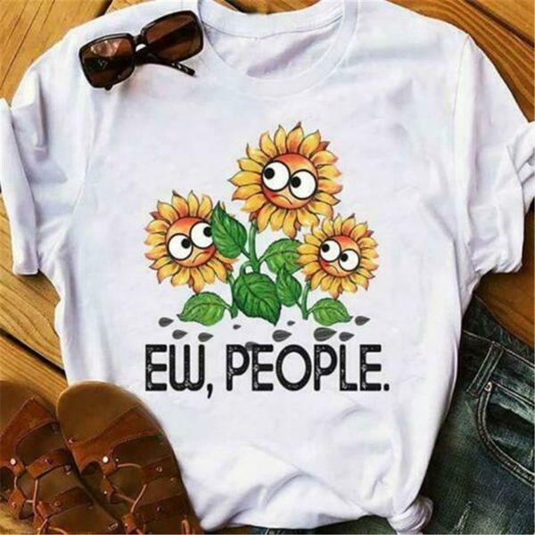 

sunflower ew people ladies t-shirt white cotton s-3xl loose plus size tee shirt