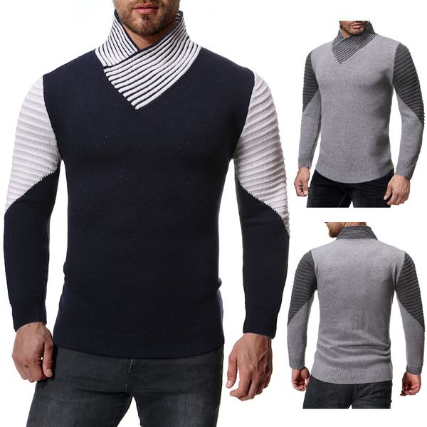 

male designer clothing 2020 designer sweater long sleeve fashion autumn and winter high neck luxury clothing color matching sweater pull, White;black