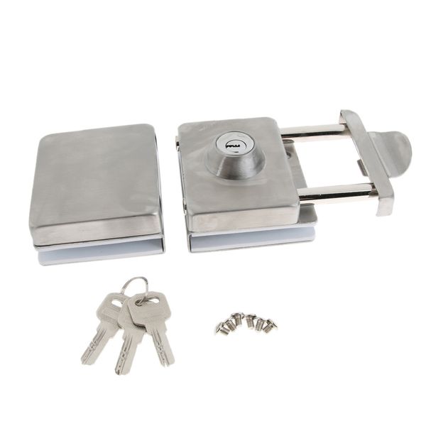 

stainless steel double glass door sliding door lock with handle, no punching, easy to install, 10mm-12mm