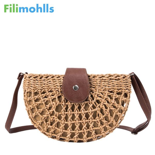 

fashion handmade rattan woven straw bag summer beach bags for women 2020 bohemia messenger crossbody bags for girls purse s1948