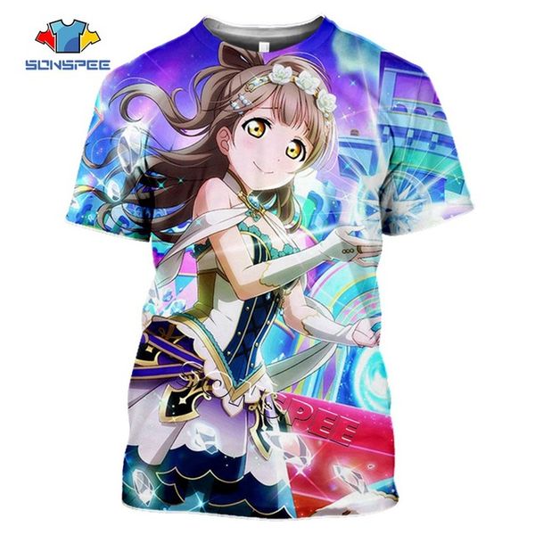 

summer anime girl love live printed 3d print shirts oversized kawaii plus size men clothing