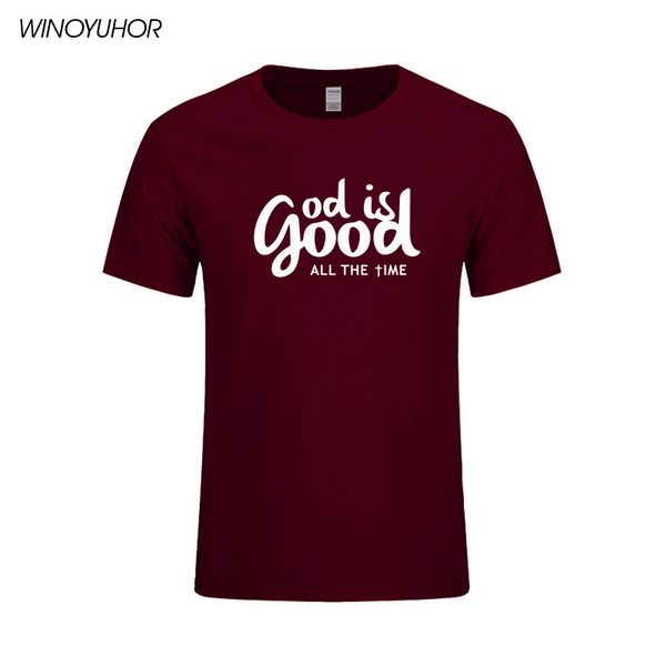 

god is good all the time funny letter print t shirt men casual short sleeve round neck tees shirt religious belief