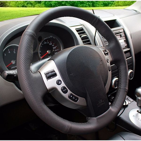 

hand sewing all leather steering wheel covers for qashqai j10 x-trail nv200 2008-2013 car-styling