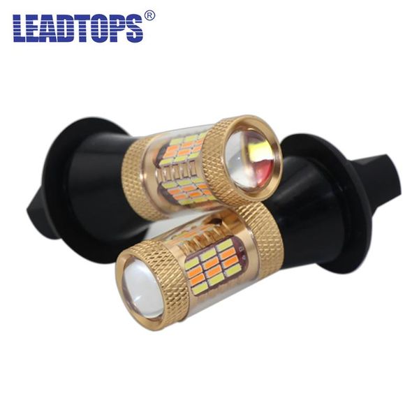 

2pcs high power turn signal light 54 smds t20 1156 12v 30w chip lamp car dual-color led drl front turn signal brake lights bb