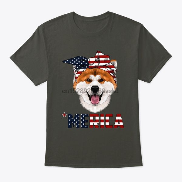 

men t shirt akita-inu-with-bandana-usa-flag tshirts women t-shirt