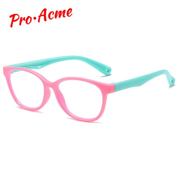 

pro acme blue light blocking glasses kids tr90 flexible frame computer gaming tv glasses for boys & girls age 3-12 uv400 pc506, White;black