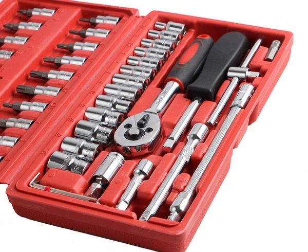 

46-piece set of auto repair tools packaged combination manual hardware tools set of machine repair socket wrench automobile tool