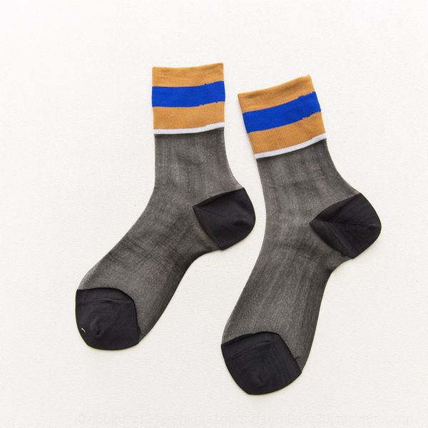

spring and summer new women's kashi medium stockings stockingsmid-tube socks ultra-thin stockings women's glass silk crystal silk, Black