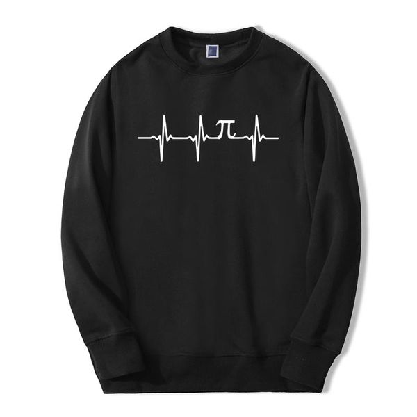 

funny men sweatshirts pi heartbeat math printed 2020 spring winter bodywarmer man hoodie fleece hip hop men's fashion sportswear, Black