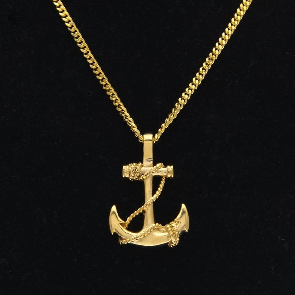 

anchor pendant hip hop necklaces for mens fashion hip hop jewelry gold silver plated stainless steel mens jewelry
