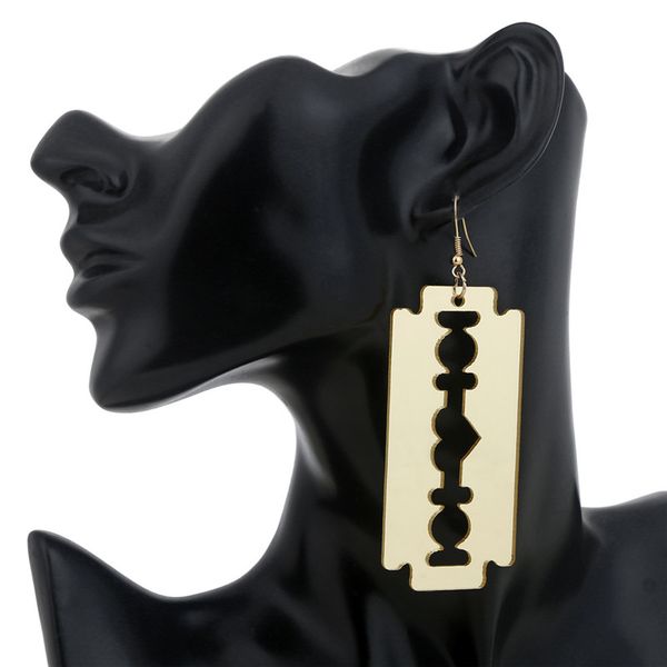 Шпилька мода бритва лезвие в форме акриловые серьги для мужчин для женщин стимпанк богемные большие ушные украшения подарки