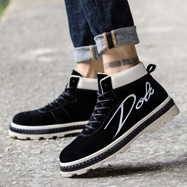 

boots men fashion ankle winter motorcycle male oxfords shoes leather men's casual 354, Black